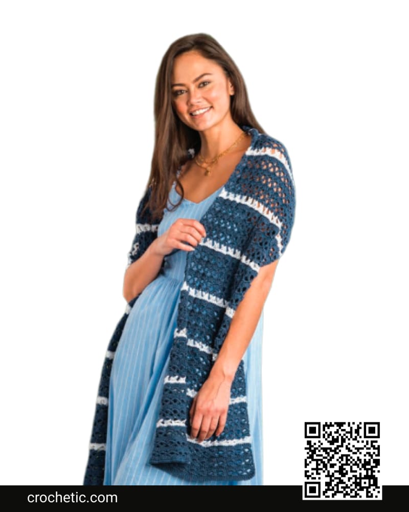 Lacy Stripe Crochet Shawl - Crochet Pattern
