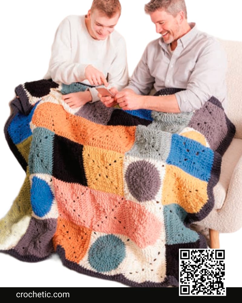 Circle And Square Crochet Blanket - Crochet Pattern