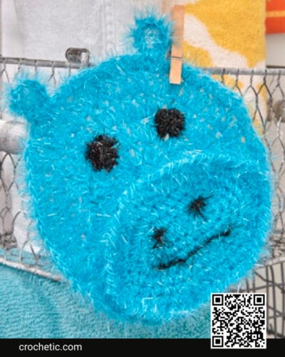 Happy Hippo Face Scrubby - Crochet Pattern