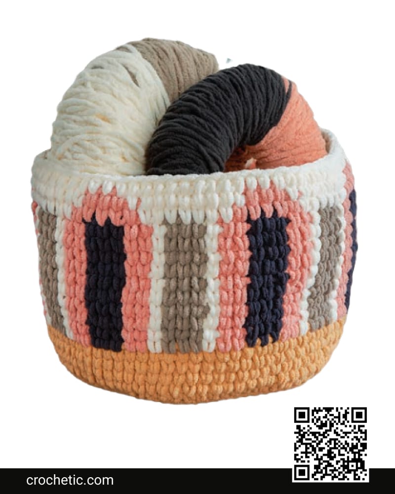 Curved Color Block Crochet Basket - Crochet Pattern