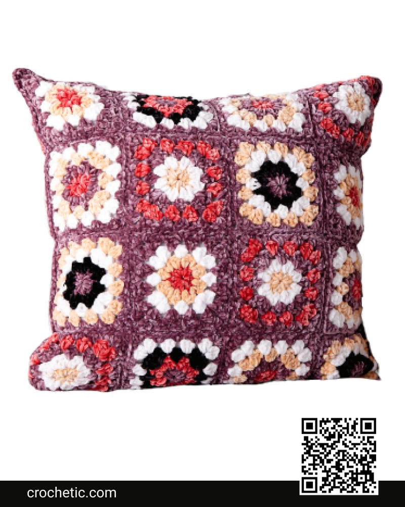 Pretty Granny Square Crochet Pillow - Crochet Pattern