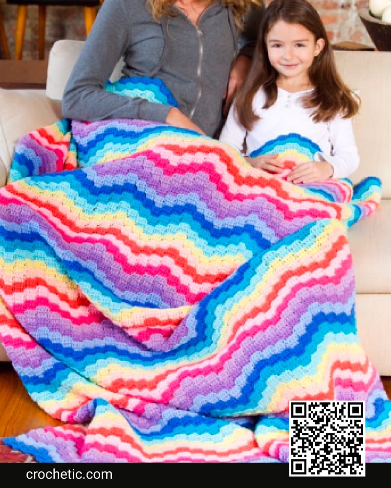 Rainbow Waves Throw - Crochet Pattern