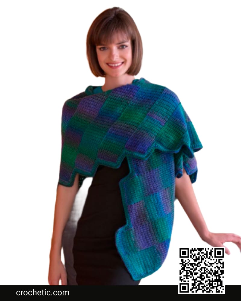 Crocheted Gradient Strips Shawl - Crochet Pattern