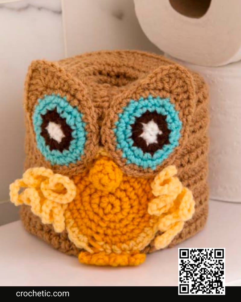 Retro Owl Toilet Roll Cover - Crochet Pattern