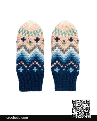 Crochet Fair Isle Mittens - Crochet Pattern