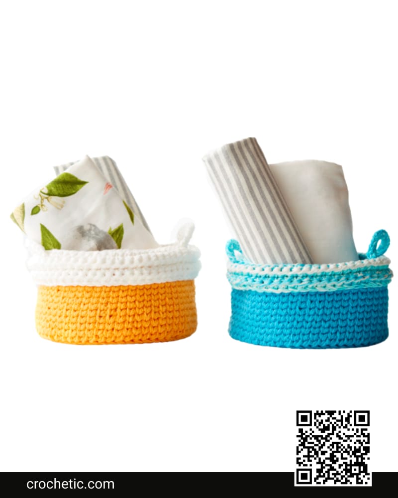 Cuff Border Crochet Baskets - Crochet Pattern