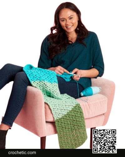 Caron Lacy Stripes Crochet Scarf - Crochet Pattern