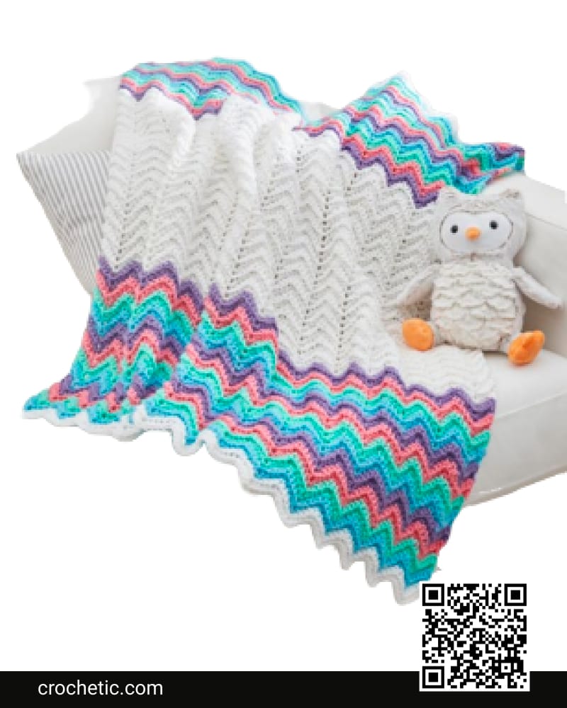 Rippling Rickrack Rainbow Blanket - Crochet Pattern