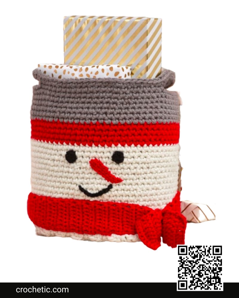 Happy Snowman Basket - Crochet Pattern