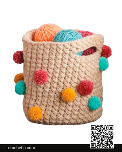 Crochet Pompom Basket - Crochet Pattern