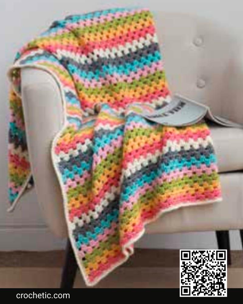 Granny Stripes Crochet Afghan - Crochet Pattern