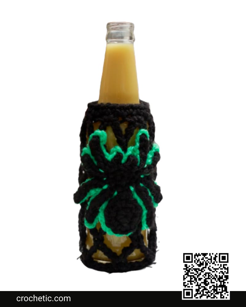 Halloween Spider Drink Cozy - Crochet Pattern