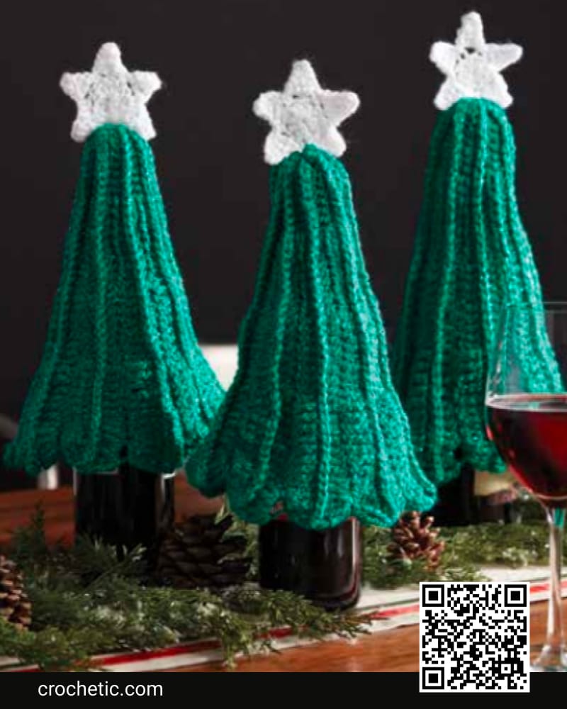 Crochet Christmas Tree Bottle Topper - Crochet Pattern