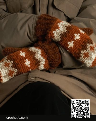 Winter In Vermont Crochet Mittens - Crochet Pattern