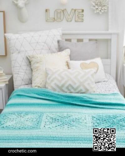 Pretty Squares in a Row Bed Throw - Crochet Pattern