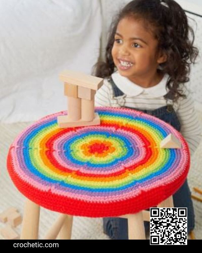 Rainbow Burst Stool Cover - Crochet Pattern