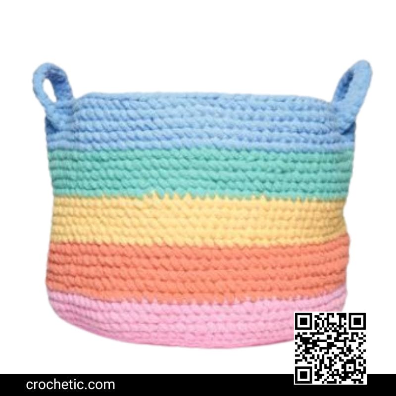 Rainbow Stripe Basket - Crochet Pattern