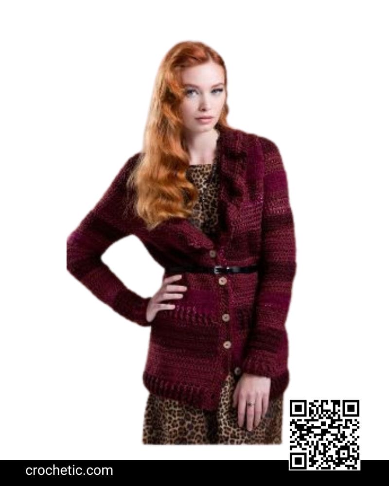Ruffle Collar Cardigan - Crochet Pattern
