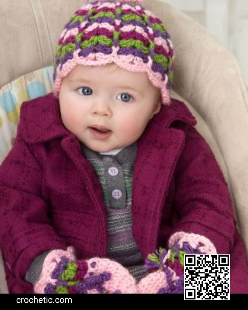 Scalloped Baby Hat and Mittens - Crochet Pattern