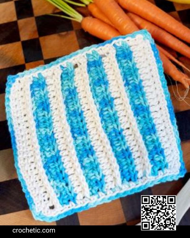 Stepped Stripes Dishcloth - Crochet Pattern