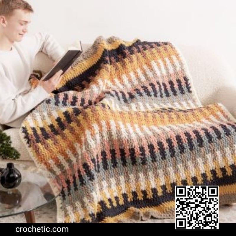 Striped Blocks Crochet Blanket​ - Crochet Pattern