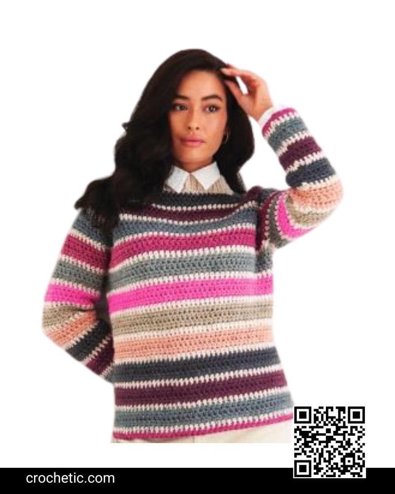 Striped Crochet Raglan Pullover​ - Crochet Pattern