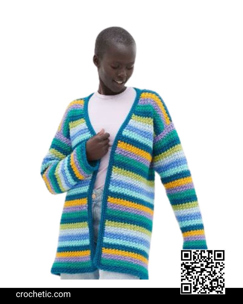 Textured Stripes Cardigan - Crochet Pattern