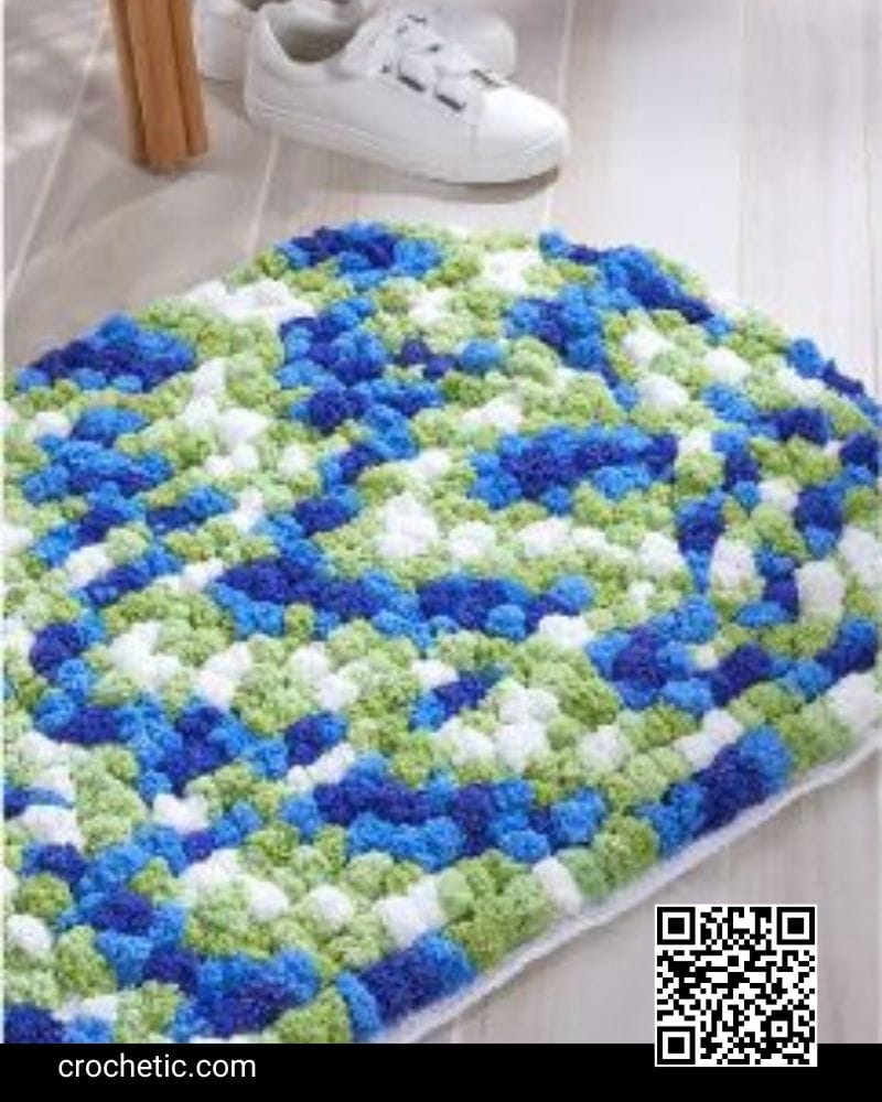 Trendy Oval Pompom Rug- Crochet Pattern