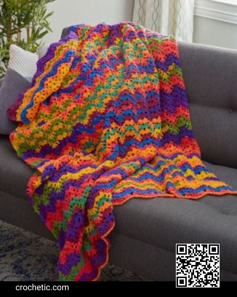 Vibrant Stripes Throw - Crochet Pattern