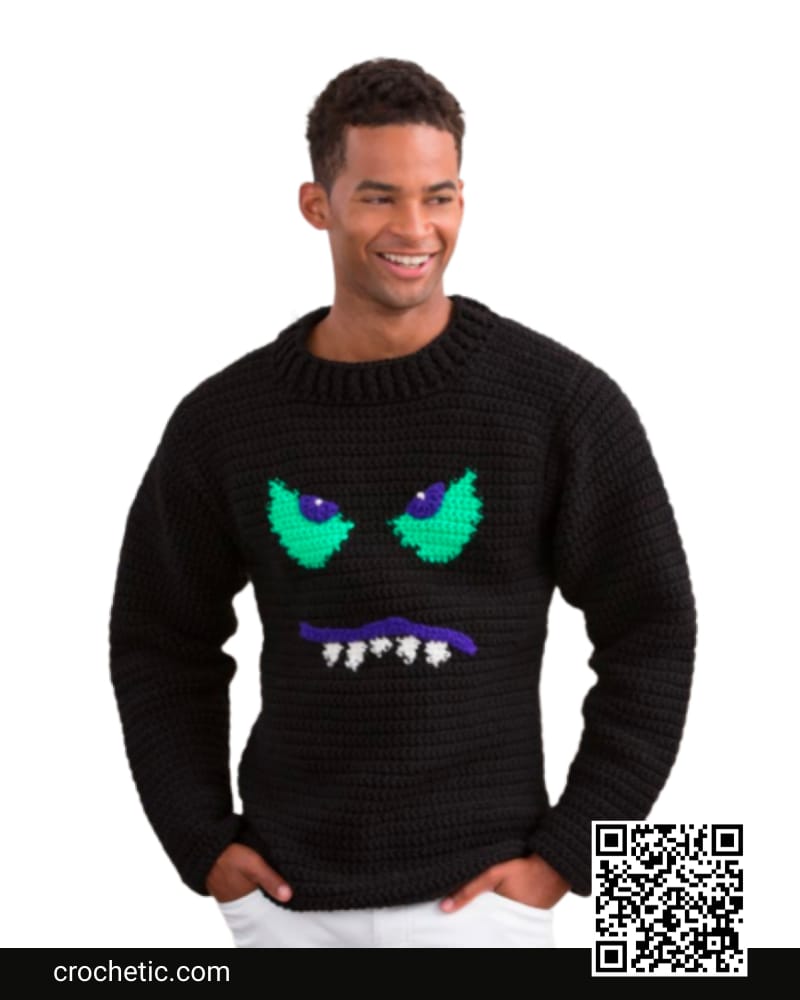 Monster Face Sweater - Crochet Pattern