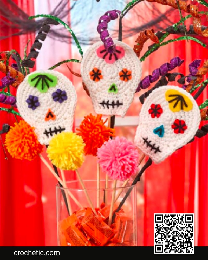 Skull Party Sticks & Pompoms - Crochet Pattern