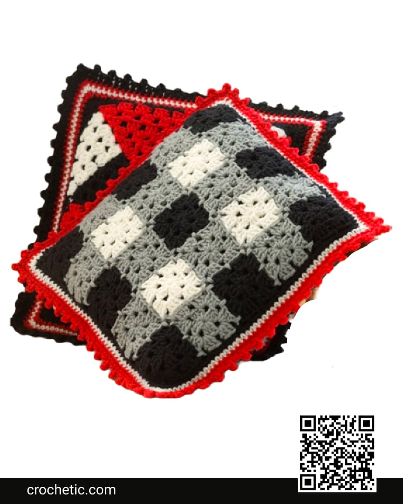 Plaid Pillow - Crochet Pattern