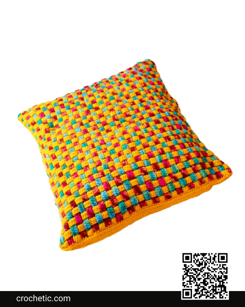 Woven Check Crochet Pillow - Crochet Pattern