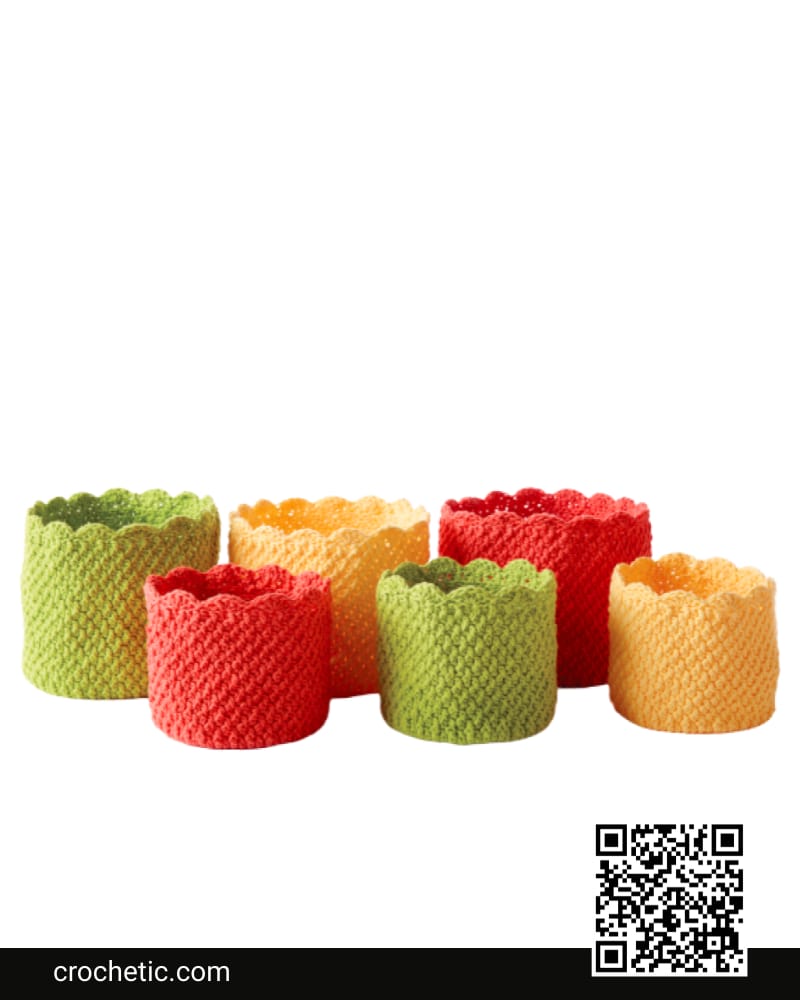 Scallop Edged Crochet Baskets - Crochet Pattern