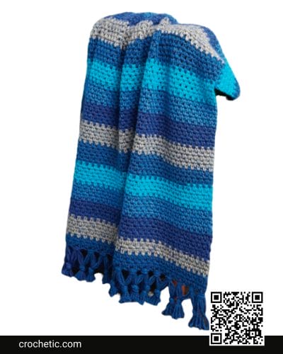 Knotted Fringe Crochet Blanket - Crochet Pattern
