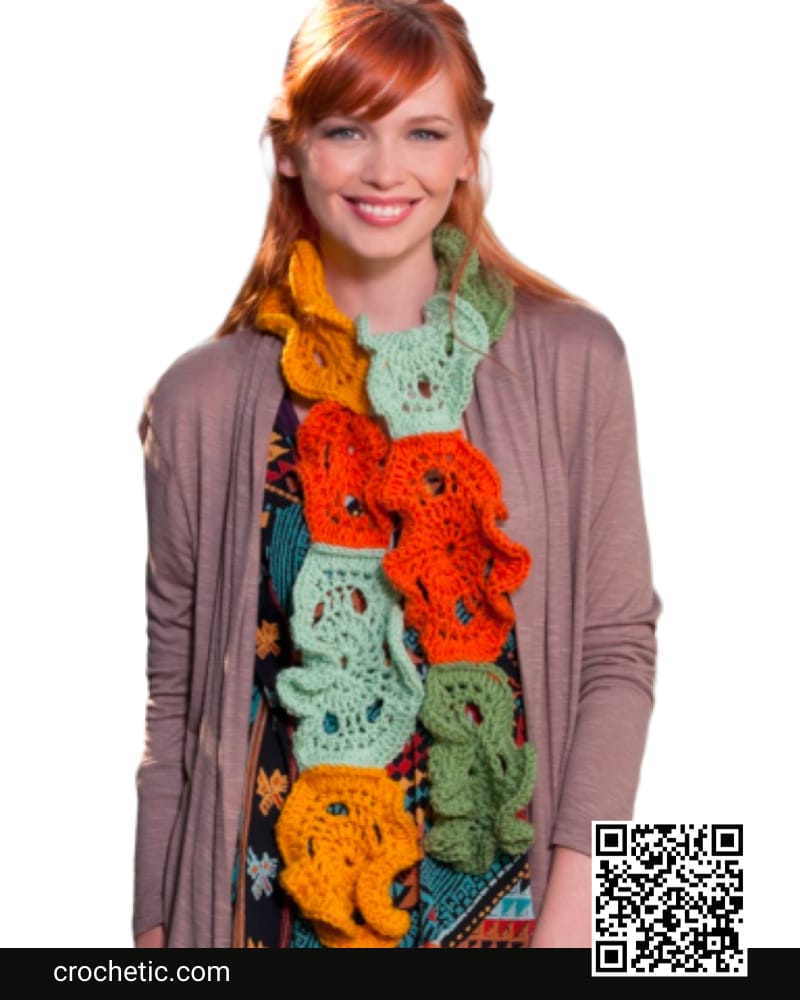 Frilly Motif Scarf - Crochet Pattern