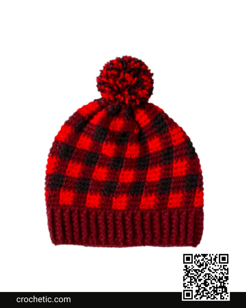 Crochet Buffalo Plaid Hat - Crochet Pattern