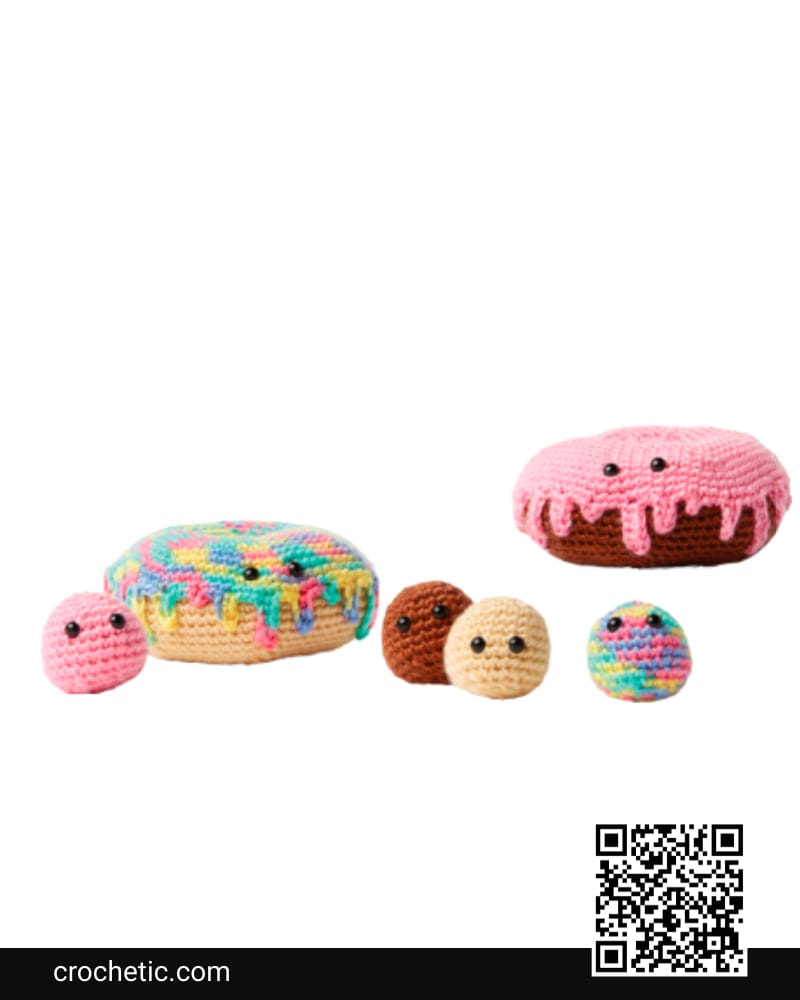 Crochet Dipped Donuts And Donut Holes - Crochet Pattern