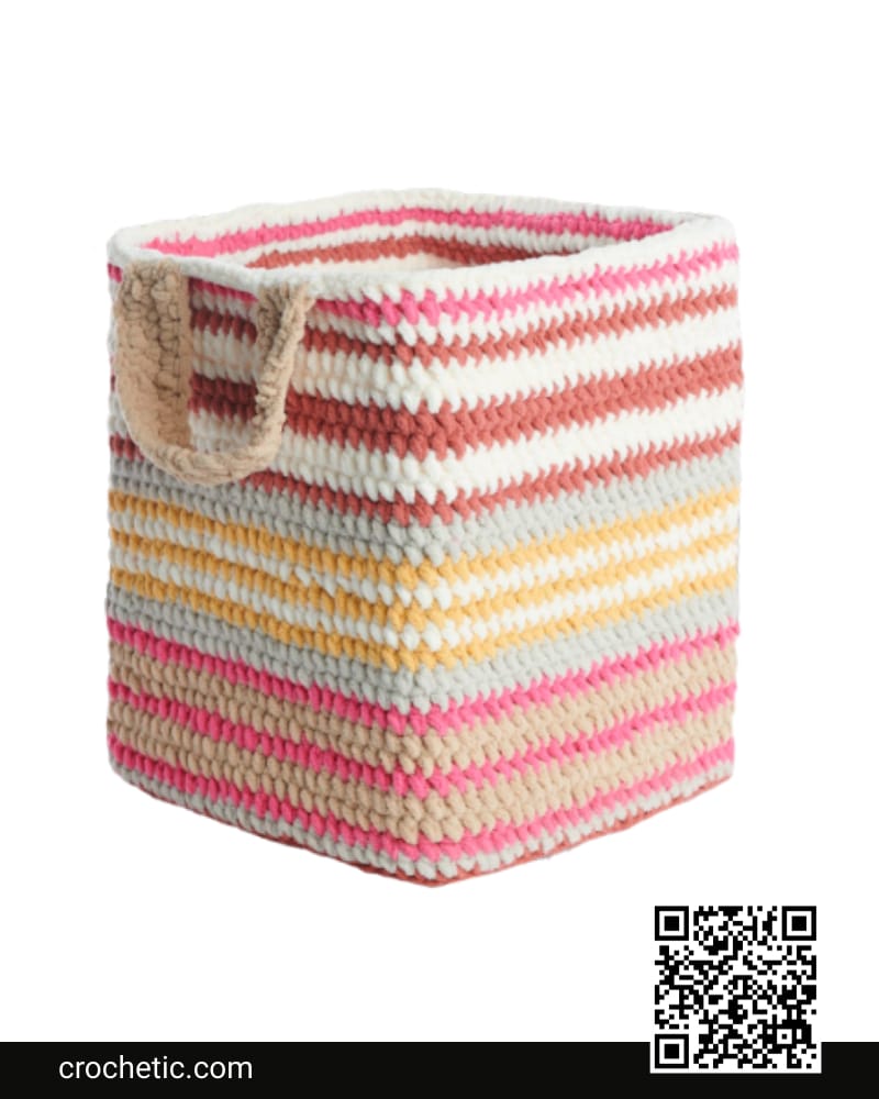 Crochet Boxy Striped Basket - Crochet Pattern