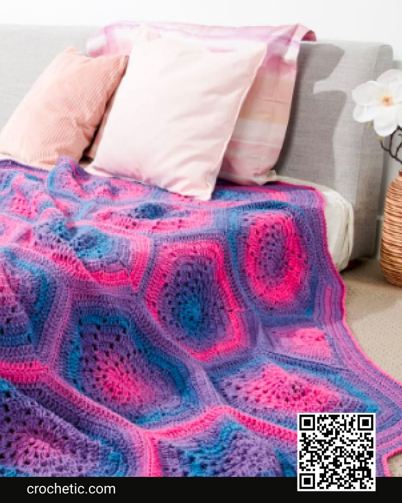 Coral Hexagon Crochet Blanket - Crochet Pattern