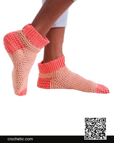 Crochet Contrast Reading Socks - Crochet Pattern
