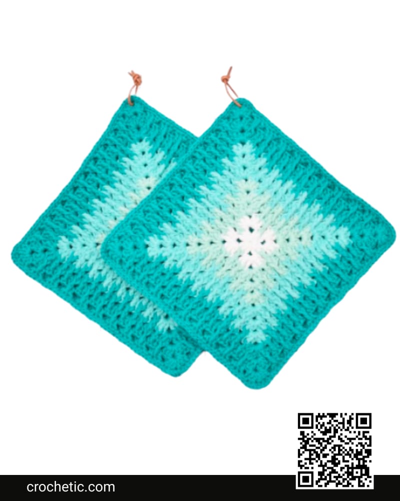 Mosaic Granny Potholders - Crochet Pattern