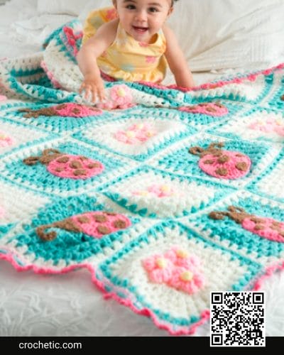 Bugs And Blooms Blanket - Crochet Pattern