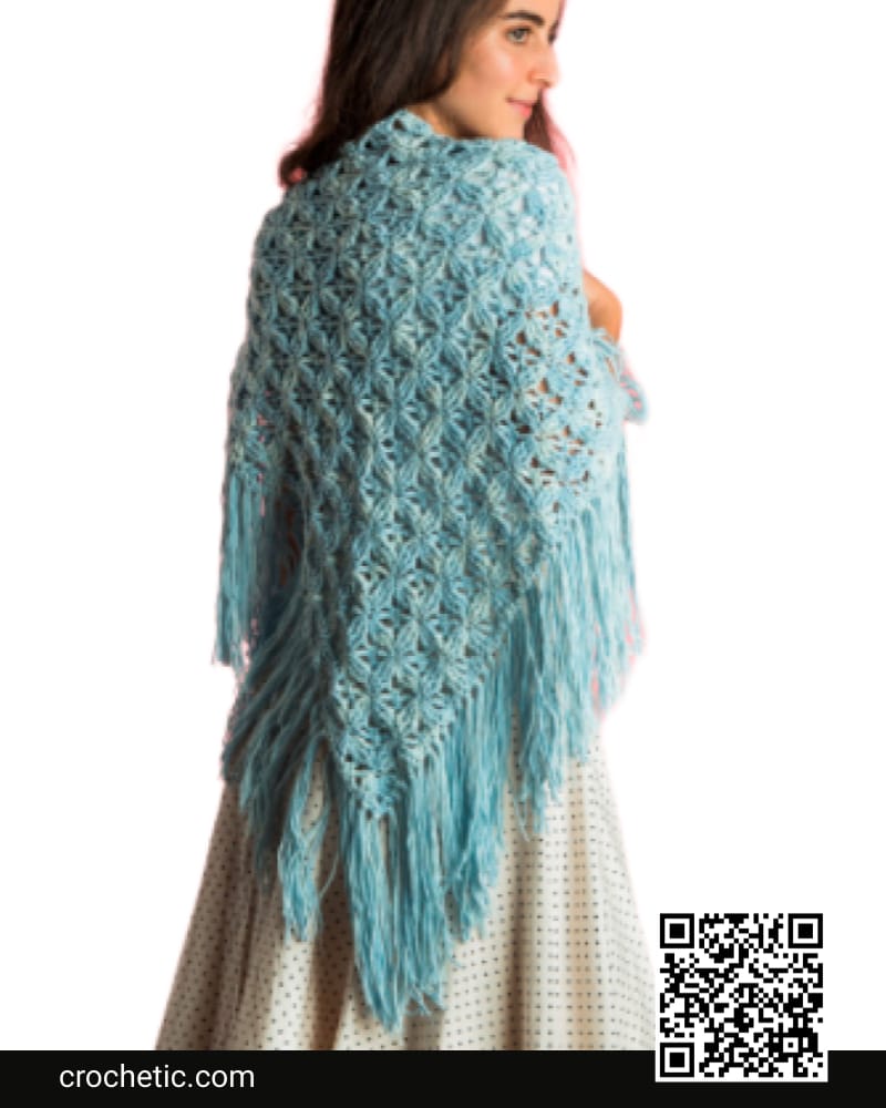 Mock-Rame Crochet Fringed Shawl - Crochet Pattern