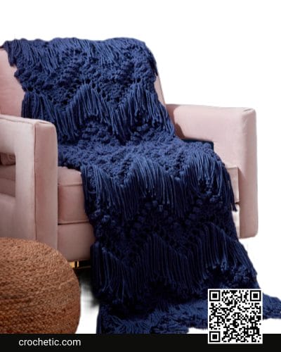 Bobble And Fringe Blanket - Crochet Pattern
