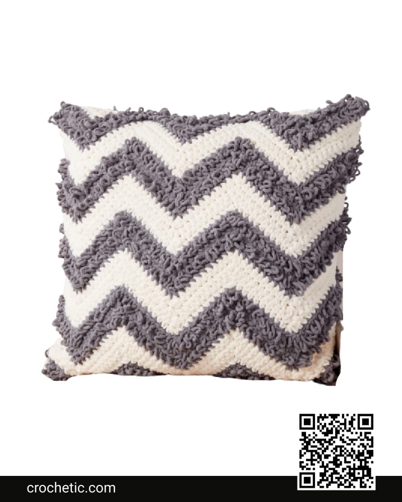 Loop Stitch Chevron Crochet Pillow - Crochet Pattern