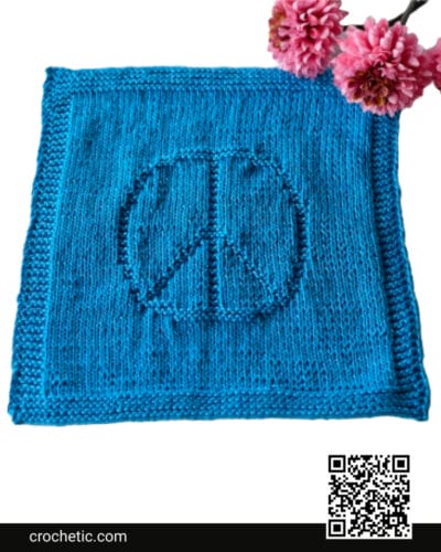 Knitting Dishcloth Washcloth Peace - Crochet Pattern