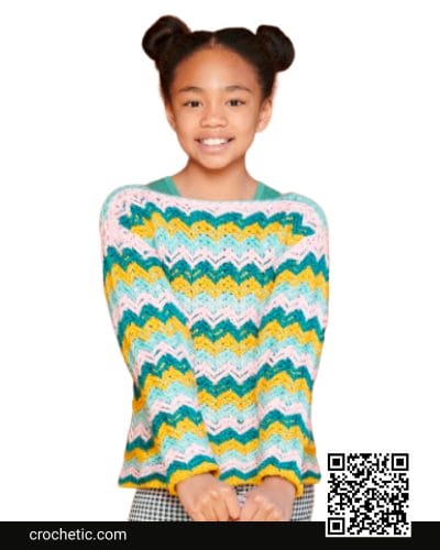 Zig-Zag Kid’S Crochet Pullover - Crochet Pattern