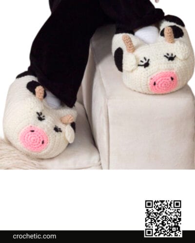 Cow Slippers - Crochet Pattern