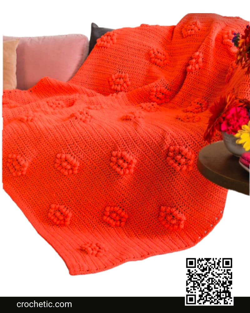 Popcorn Blooms Crochet Blanket - Crochet Pattern
